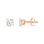 Classic Four Prong Diamond Round Stud In 18k Rose Gold