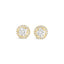 Mini Halo Round Diamond Studs In 18k Yellow Gold