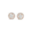 Mini Halo Round Diamond Studs In 18k Rose Gold