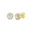 Mini Halo Round Diamond Studs In 18k Yellow Gold