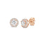 Mini Halo Round Diamond Studs In 18k Rose Gold