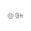 Mini Halo Round Diamond Studs In 18k White Gold